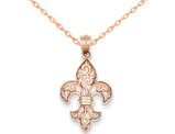Fleur De Lis Pendant Necklace in 14K Rose Gold with Chain